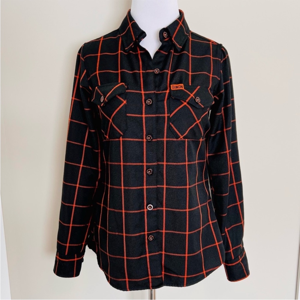 DIXXON Black Button-Down Shirt with Orange Windowpane